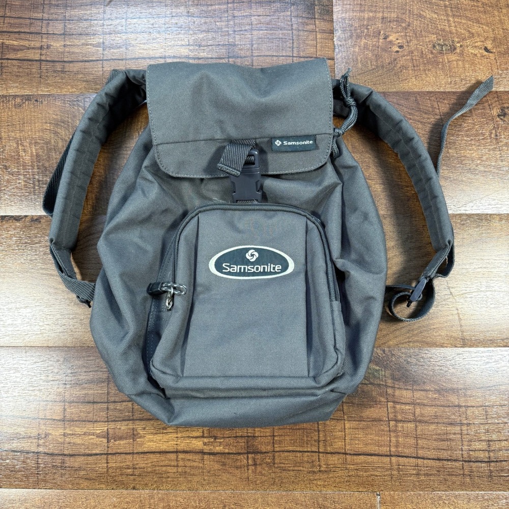 Samsonite Mini Backpack Unisex OS Gray Canvas Drawstring Buckle Utility Bag